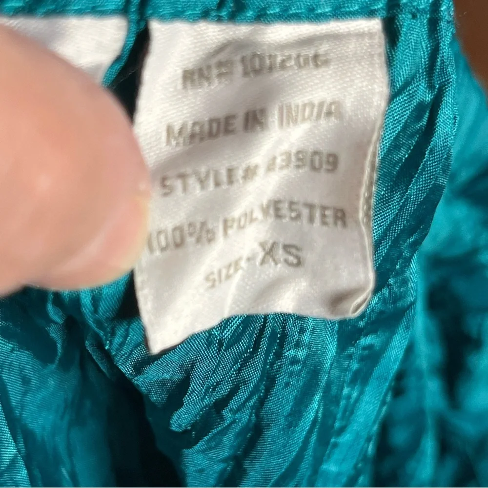 Soft Surroundings Mizu Crinkle Maxi Skirt Teal Boho Flowy Elastic Waist XS